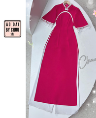 Áo Dài Pha Ren Nút Con Công AD1328 (áo lẻ)