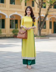 Áo Dài Châu Tôn Phối Hoa AD8003 (áo lẻ)