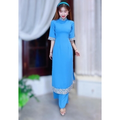 Áo Dài Châu Tôn Phối Hoa AD8003 (áo lẻ)