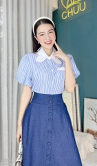 Áo Sọc Cổ Bướm A9364