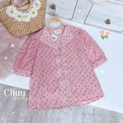 Áo Sơ Mi Hoa Tuyết Cổ Lật A9331