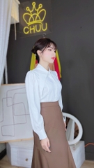 Áo Sơ Mi Lụa Lạnh Cổ Nhọn A8077