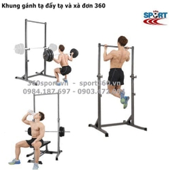 Khung đẩy tạ gánh tạ và xà đơn 360