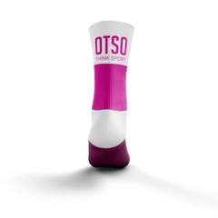 Tất Otso Multisport - FLUO PINK & WHITE - Cổ trung (OSFp/Wm)