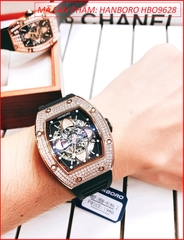 dong-ho-nam-hanboro-automatic-mat-oval-full-da-swarovski-rose-gold-day-silicone-den-timesstore-vn