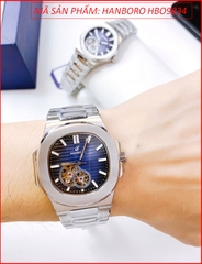 dong-ho-nam-hanboro-tua-patek-philippe-mat-vuong-xanh-day-kim-loai-timesstore