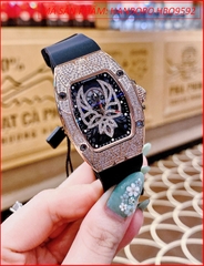 dong-ho-nu-hanboro-mat-oval-hoa-tiet-canh-tien-full-da-swarovski-rose-gold-day-silicone-timesstore-vn