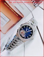 dong-ho-nu-hanboro-mat-tron-xanh-day-kim-loai-patek-philippe-dep-gia-re-timesstore-vn