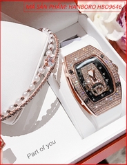 set-dong-ho-nu-hanboro-mat-oval-swarovski-rose-gold-day-slicone-trang-timesstore-vn