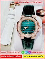 set-dong-ho-nu-xcer-mat-vuong-da-rose-gold-day-da-xanh-timesstore-vn