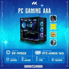 PC GAMING AAA R9-5080 (Ryzen 9 9950X, RTX 5080 16G, Ram 64GB, SSD 1TB, 1200W)