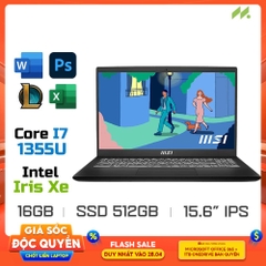 Laptop MSI Modern 15 B13M-297VN (i7-1355U, Iris Xe Graphics, Ram 16GB DDR4, SSD 512GB, 15.6 Inch IPS FHD)