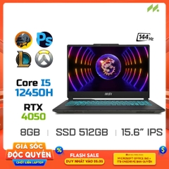 Laptop Gaming MSI Cyborg 15 A12VE-412VN (i5-12450H, RTX 4050 6GB, Ram 8GB DDR5, SSD 512GB, 15.6 Inch IPS 144Hz FHD)