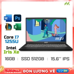 Laptop MSI Modern 15 B12MO-487VN (i7-1255U, Iris Xe Graphics, Ram 16GB DDR4, SSD 512GB, 15.6 Inch IPS FHD)