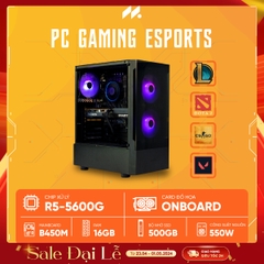 PC Gaming Esports R5 (Ryzen 5 5600G, Radeon Graphics, Ram 16GB, SSD 500GB, 550W)