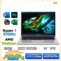 Laptop Acer Aspire 3 A314-42P-R3B3 NX.KSFSV.001 (Ryzen 7 5700U, Radeon Graphics, Ram 16GB LPDDR4x, SSD 512GB, 14 Inch IPS WUXGA)
