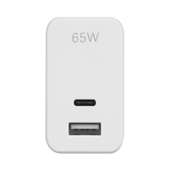 Củ sạc Rapoo PA65 65W 2 cổng (USB-C + USB-A) màu trắng PA65-White