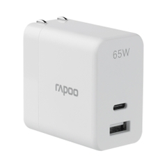 Củ sạc Rapoo PA65 65W 2 cổng (USB-C + USB-A) màu trắng PA65-White