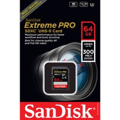 Thẻ nhớ SDXC SanDisk Extreme Pro UHS-II U3 64GB 300MB/s SDSDXDK-064G-GN4IN