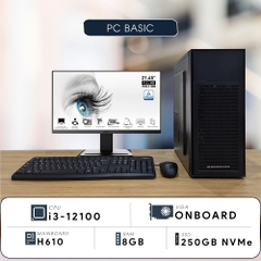 PC BASIC i3 (i3-12100, UHD 730 Graphics, Ram 8GB, SSD 250GB, 450W, LCD 22 Inch)