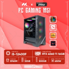 PC Gaming MSI i5-4060Ti (i5-12400F, RTX 4060 Ti 16G, Ram 32GB DDR4, SSD 500GB, 650W)