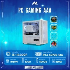 PC GAMING AAA i5 4070 SUPER WH ( i5-14400F, RTX 4070 SUPER 12G , Ram 32GB DDR4 , SSD 500GB, 850W )
