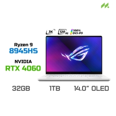 Laptop Gaming ASUS ROG Zephyrus G14 GA403UV-QS170W (R9-8945HS, RTX 4060 8GB, RAM 32GB LPDDR5X, SSD 1TB, 14 Inch OLED 3K 120Hz 100% DCI-P3)