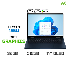 Laptop HP Envy x360 2-in-1 14-fc0085TU A19BVPA (Ultra 7 155U, Intel Graphics, Ram 32 GB LPDDR5, SSD 512GB, 14 Inch OLED 3K 100% DCI-P3 Touchscreen)