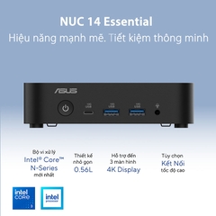 Máy tính Mini PC Asus NUC 14 Essential Mill Canyon N150 RNUC14MNK1500000 (Intel Twin Lake N150, Intel Graphics)