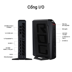 Máy tính Mini PC ASUS ROG NUC RNUC15JNK9X289A0 (Ultra 9 275HX, RTX 5080 16GB GDDR7, RAM 32GB DDR5, SSD 1TB, Win 11)