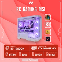 PC Gaming MSI PROJECT ZERO 5 (i5-14600K, RTX 4060 Ti 16G, Ram 32GB DDR5, SSD 500G, 850W)