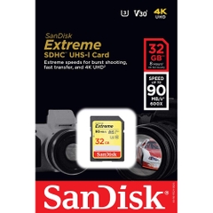 Thẻ nhớ SDHC SanDisk Extreme U3 V30 600X 32GB 90MB/s SDSDXVE-032G-GNCIN