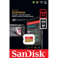 Thẻ Nhớ MicroSDXC SanDisk Extreme V30 A2 64GB 170MB/s SDSQXAH-064G-GN6MN