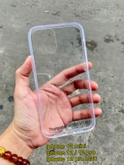 Ốp lưng kính cường lực, 4 cạnh viền nhựa dẻo silicon Iphone 12 mini