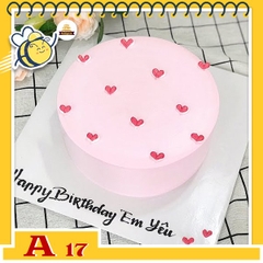 Bánh kem sinh nhật đơn giản A17 màu hồng nhiều tim ở trên bánh ngọt ngào không quá sến