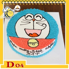 Bánh kem Doremon D04 vẽ khuôn mặt dễ thương của mèo Doraemon cười vui