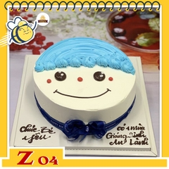 Bánh kem mặt cười Z04 cậu bé tóc màu xanh dương cười mỉm vui vẻ đáng yêu