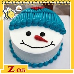Bánh kem mặt cười Z05 người tuyết mặt trắng nón len màu xanh dương