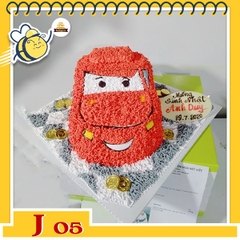 Bánh kem xe ô tô J05 xe ô tô màu đỏ mặt cười dễ thương cho bé trẻ nhỏ