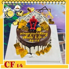 Bánh kem sinh nhật CF14 người nhện socola chảy cho bé trai