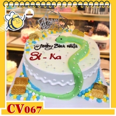 Bánh kem CV067 sinh nhật tuổi Tỵ hình con rắn xanh đáng iu
