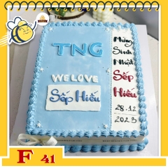 Bánh kem F41 khuôn hình chữ nhật màu xanh nhạt mừng sinh nhật sếp