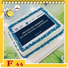 Bánh kem F44 hình chữ nhật ngang in logo banner doanh nghiệp công ty
