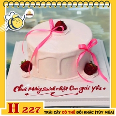 Bánh kem sinh nhật H227 kem chảy màu hồng nhạt và dây ruy băng tặng con gái