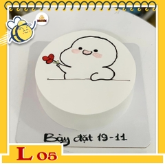 Bánh kem L05 nền trắng vẽ hình icon tặng hoa siêu cute tặng bạn bè