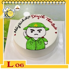 Bánh kem L06 vẽ hình chú bộ đội anh lính áo xanh siêu dễ thương