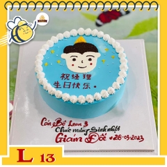 Bánh kem L13 vẽ hình chibi oppa hàn quốc siêu xinh tone màu xanh