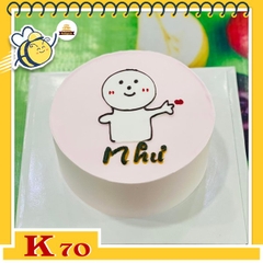 Bánh sinh nhật đơn giản K70 nền hồng vẽ hình dễ thương kute