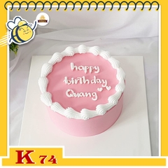 Bánh sinh nhật mini K74 nền hồng viền trắng xinh xinh