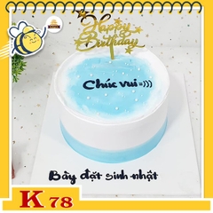 Bánh sinh nhật mini K78 tone màu trắng xanh nhạt dễ thương